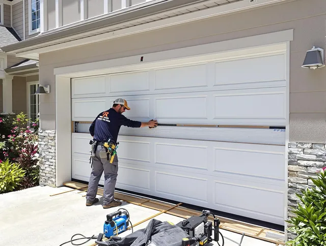 Riverview Garage Door Repair team performing complete garage door replacement at Riverview residence