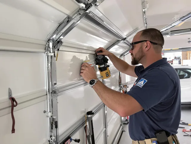 Riverview Garage Door Repair technician quieting a noisy garage door in Riverview