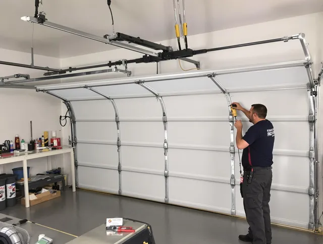 Riverview Garage Door Repair certified technician performing overhead door system repair in Riverview