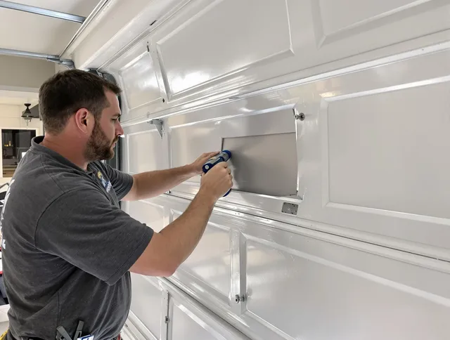 Garage door panel repair by Riverview Garage Door Repair in Riverview